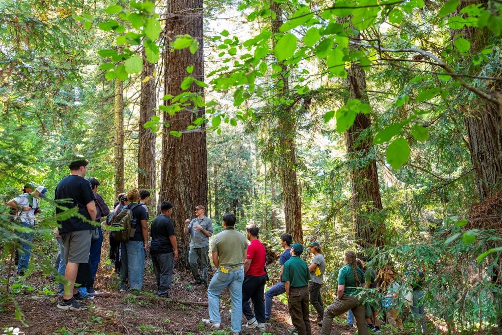 A photo of students in the Klamath Connection program on a field trip trip to Leavey Ranch. 