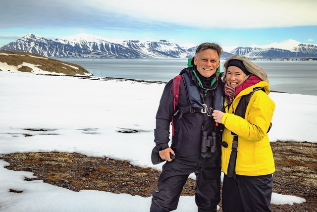 A photo of Kathy Simpson and Don Berry in Svalbard, Norway. 