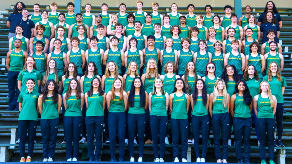 The Cal Poly Humboldt Track and Field 24/25 team photo in six rows.