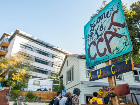 A photo of the CCAT sign in front of the Buck House