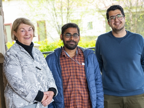 Andrea Tuttle, Ph.D., poses with Tuttle Fellowship recipients Sanjeev Kumar and Danial Nayeri. 