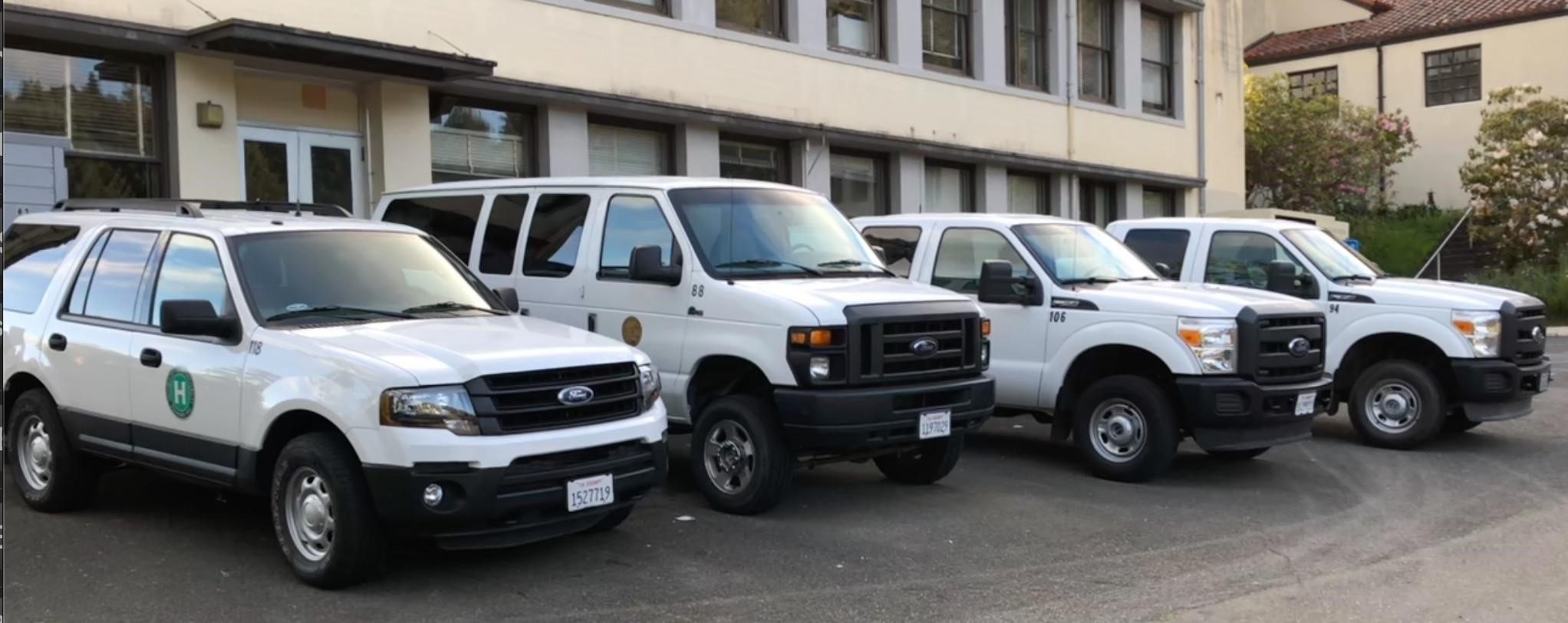 Fleet of vehicles used for the Geology department at Cal Poly Humboldt