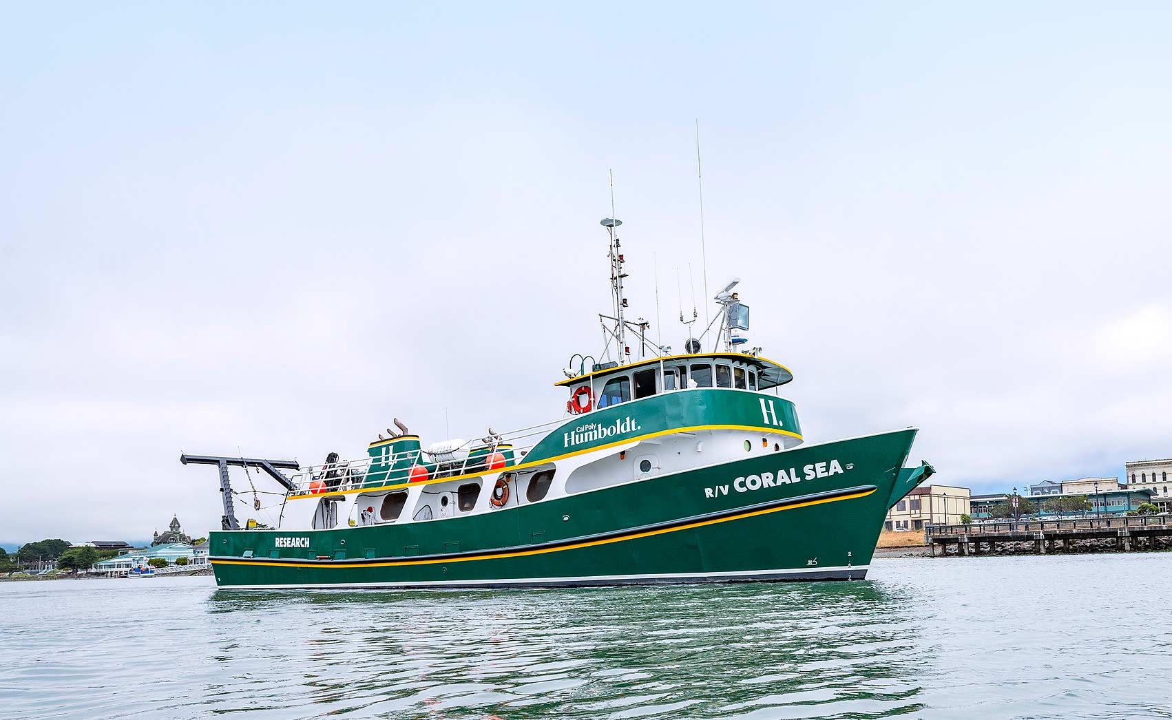 Cal Poly Humboldt Coral Sea research vessel in Humboldt Bay